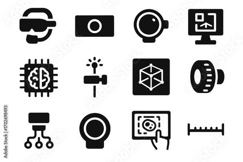 Capture scale microscope lens image vector sensor button interactive ar icon slide