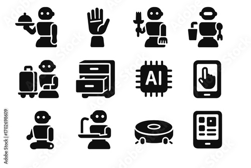 Wardrobe platform vacuum automation robot vector control gesture module chip mobility icon