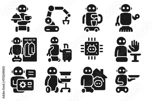 Icon domestic dispenser icons vector wardrobe robot tray ai unit smart organizer