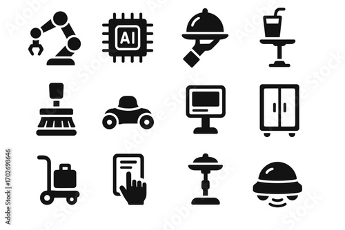 Interface futuristic tray luggage holder ai icon icons mobility vacuum wardrobe butler