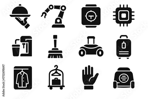 Recipe board icon frying vector display ingredient arm robotic spatula cooking luxury