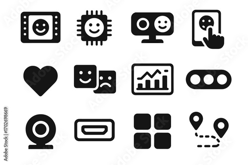 Expression data control grid lights vector interactive emotion indicators chip icon sensing