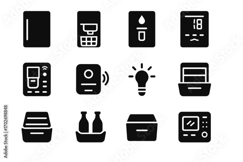 Icon display led smart module drawer vector holder tray water fridge futuristic