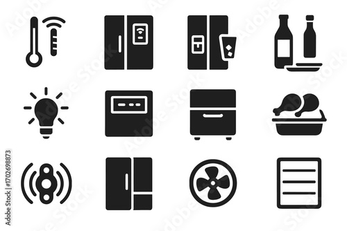 Fridge icon vector compartment temperature light beverage cooling module drawer smart