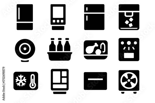 Icons sensor display fridge vector led icon digital smart door module drawer
