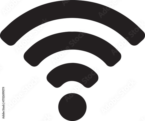 Silhouette Wi-Fi signal icon, wireless network symbol, minimal vector EPS for digital design