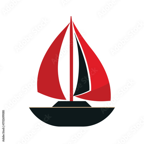 Red black sailboat