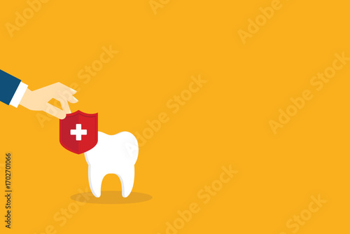 Dental care, tooth protection. Medical health and dentistry concept.	