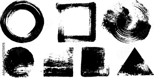 Black ink silhouette set of geometric frames for creative design projects