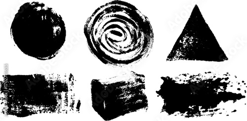 Black ink silhouette set of geometric shapes for urban art design