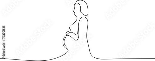 pregnant women one continuous line art, Vector illustration, One line art, Line art graphic style