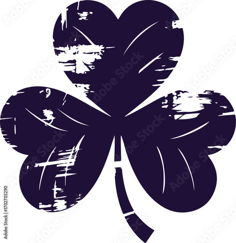 Distressed dark purple shamrock with white scratches