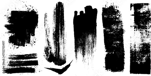 Black ink silhouette set of graffiti words in urban street art design