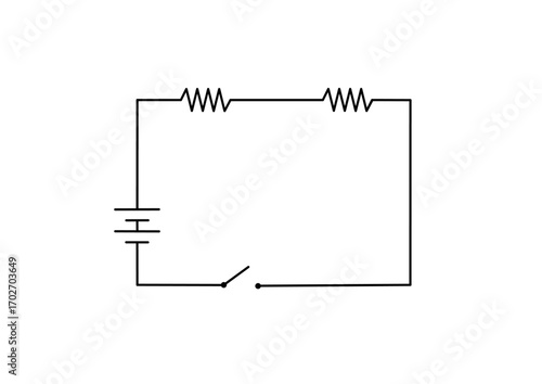 Simple series parallel circuit with battery and resistors diagram. Basic electrical circuit with resistors and power source
