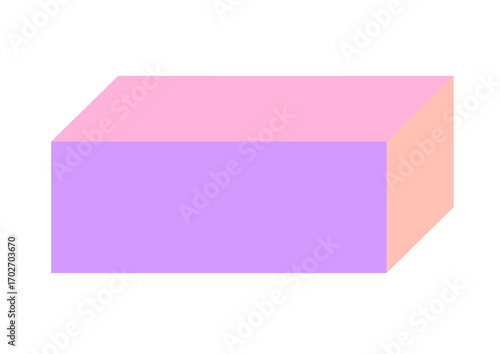 Colorful three-dimensional hexagonal prism geometric shape. Multicolor 3D polyhedron illustration