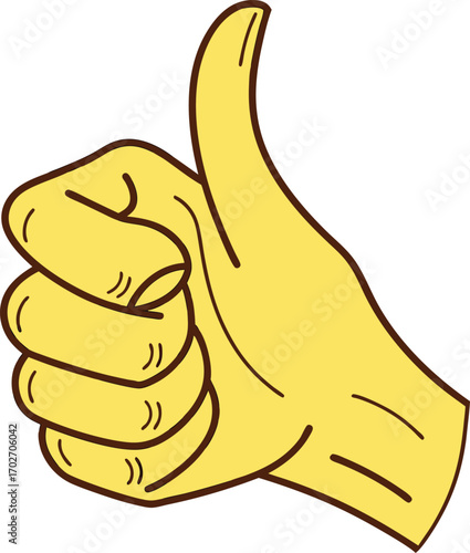 Vector art of yellow hand giving a thumbs up gesture