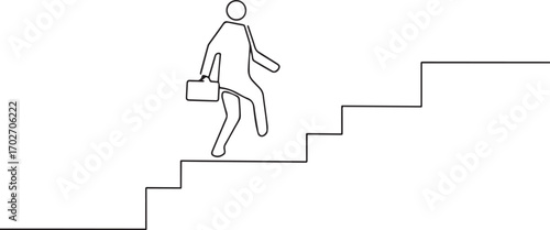 people on stairs going up one continuous line art, Vector illustration, One line art, Line art graphic style
