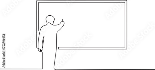 teacher teaching one continuous line art, Vector illustration, One line art, Line art graphic style