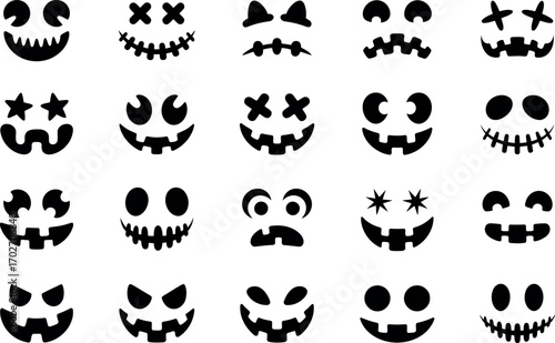 Halloween Pumpkin Carving Stencil with an Angry Face Design Art