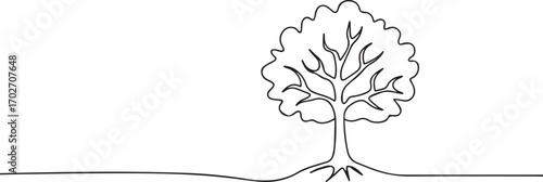 tree one continuous line art, Vector illustration, One line art, Line art graphic style