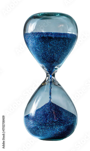 Hourglass with flowing blue sand (1)