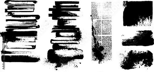 Abstract grunge ink silhouette of torn newspaper pieces for urban art