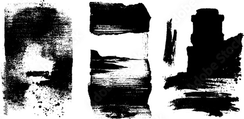 Grunge ink silhouettes of torn newspaper pieces for urban art design