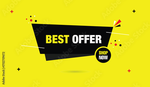 best shop offer editable vector template design icon badge black white yellow bold text abstract business background creative modern marketing promotion sale banner graphic elements