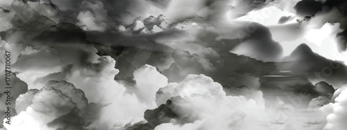 Surreal monochrome atmospheric texture resembling storm and smoke patterns
