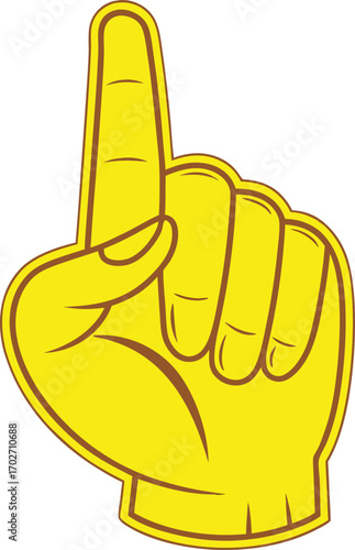 Vector art of yellow foam finger with brown outline