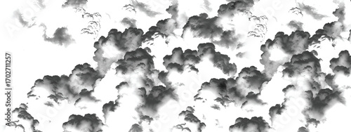 Surreal artistic sky background with dark rolling layered cloud formations