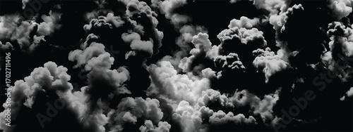 Abstract artistic representation of storm clouds in grayscale textured style