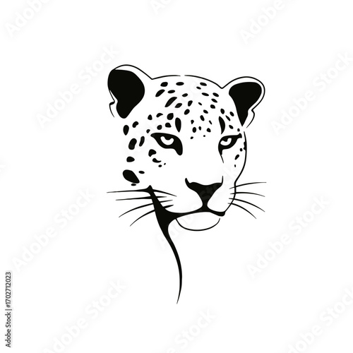 Jaguar. Jaguar simple black and white line art vector logo