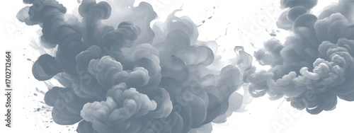 Calm atmospheric background with fluffy blue clouds on clean white canvas
