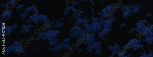 Artistic black and blue storm clouds forming dramatic abstract patterns