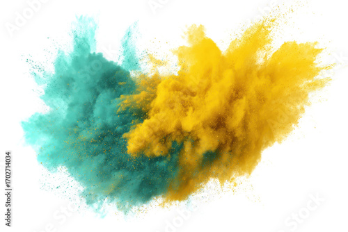  yellow aquamarine turquoise color powder dust explosion PNG