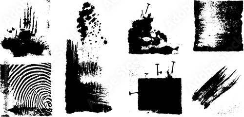Black ink silhouette set: grunge elements for wanted and missing posters