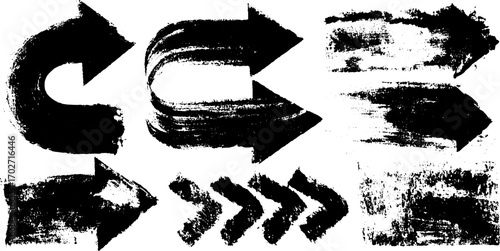 Grunge black ink arrows collection for creative design projects