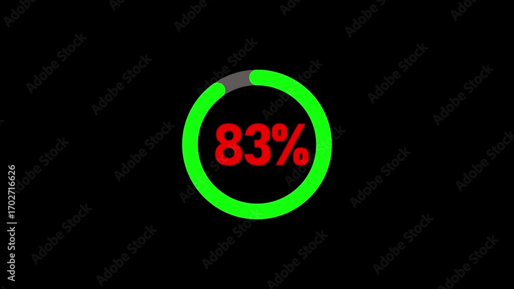 Counting animation from 1 to 83 percent with smooth numeric progress ...