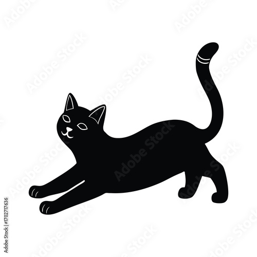 at stretching lazily on white background