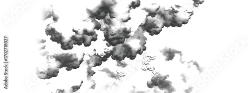 Surreal atmospheric sky with layered smoke-like billowing cloud patterns