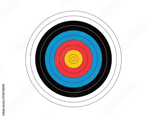 Target Bullseye Perfect Aim and Precision for Archery and Shooting Sports. Isolated on white background