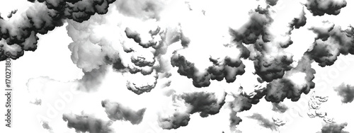 Surreal atmospheric sky with layered smoke-like billowing cloud patterns
