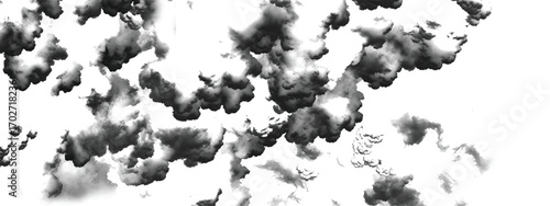 Atmospheric black and white stormy sky forming abstract artistic design