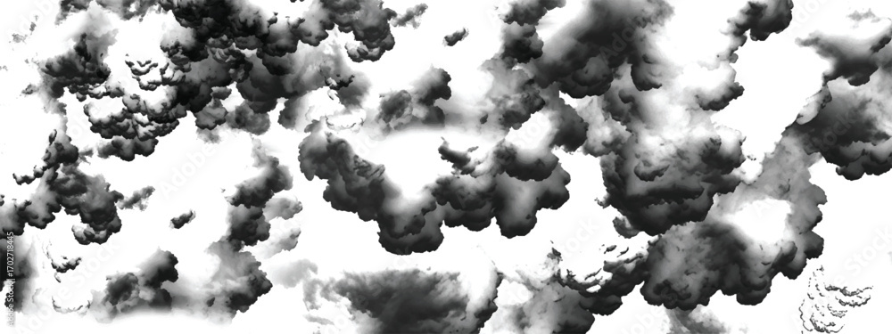 Obraz premium Heavy atmospheric smoke-like cloud formation in dramatic grayscale