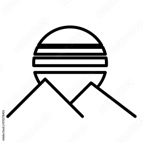 retro wave horizon line icon