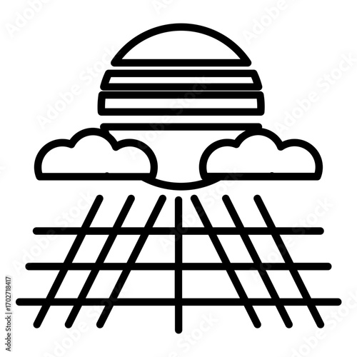 retro wave horizon line icon