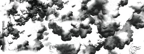 Heavy atmospheric smoke-like cloud formation in dramatic grayscale