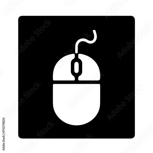 Minimalist icon of wired mouse for desktop setup