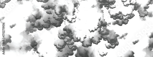 Monochrome textured sky filled with turbulent storm clouds and mist